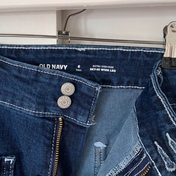 Old Navy Extra High-Waisted Sky-Hi Mariner Wide-Leg Jeans 6T NWOT - Picture 5 of 5
